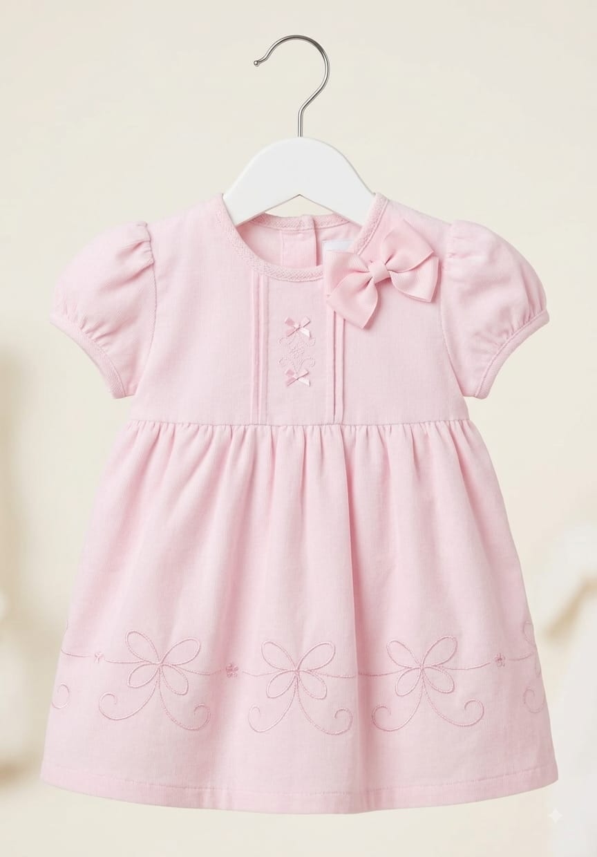 Pink Bow-Detail Baby Dress
