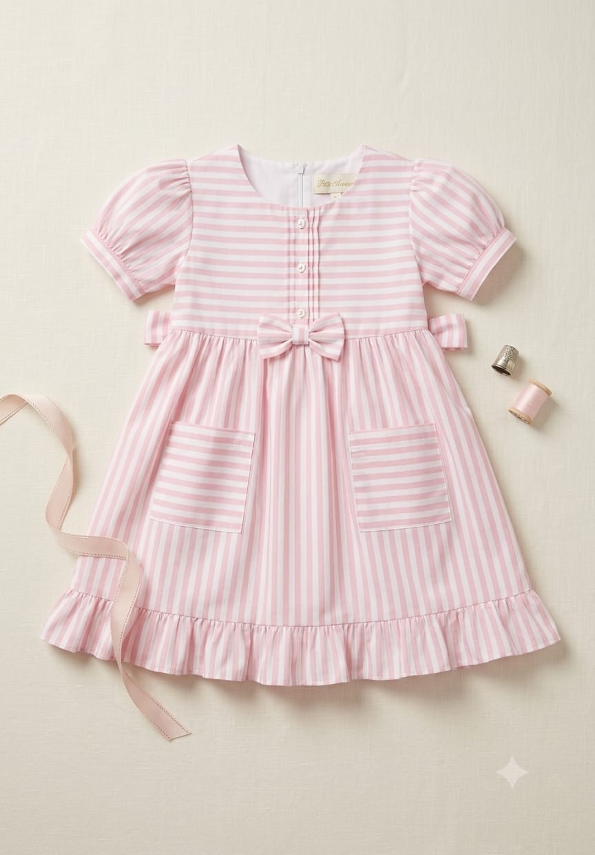 Pink Striped Dress with Bow Detail